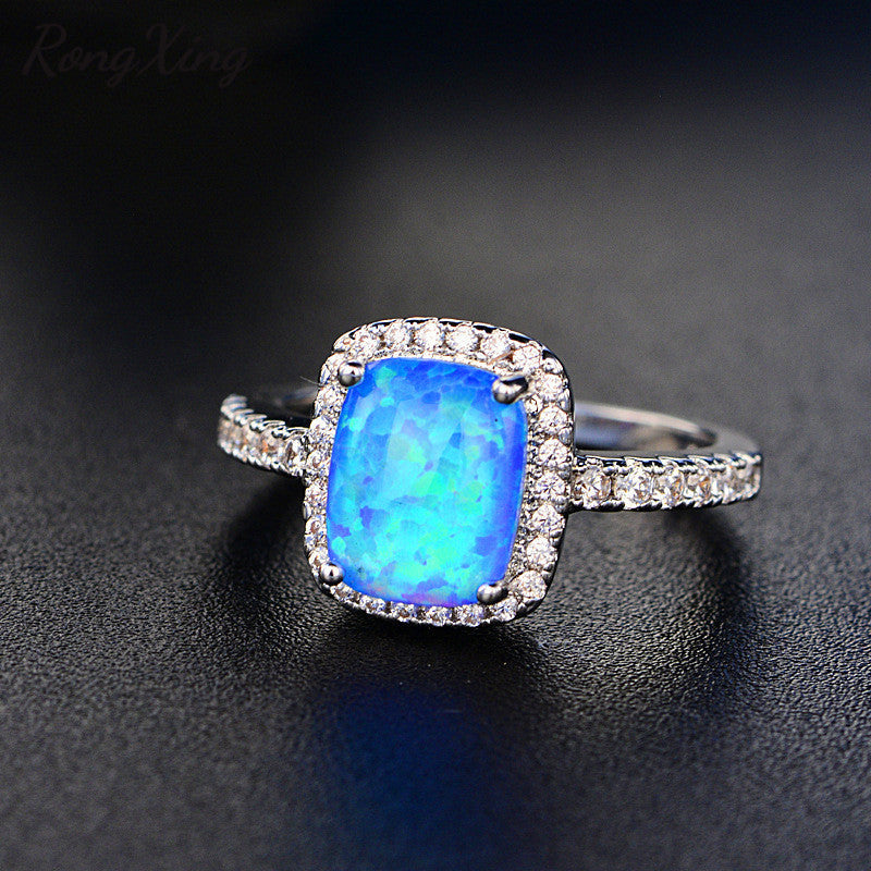 White/Blue/Green/Purple/Orange Fire Opal Rings For Women