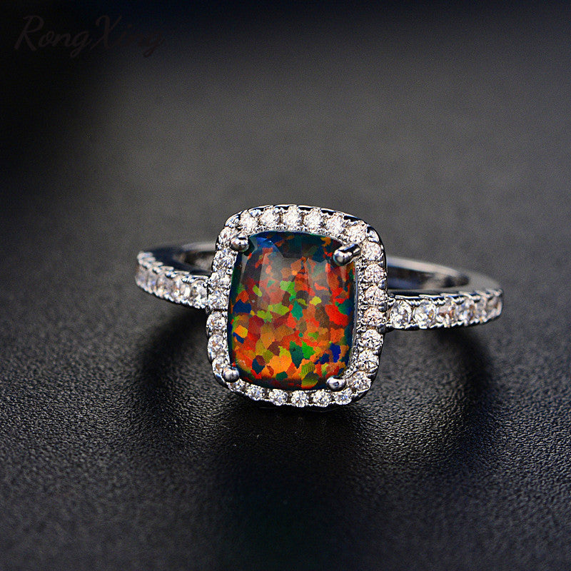 White/Blue/Green/Purple/Orange Fire Opal Rings For Women