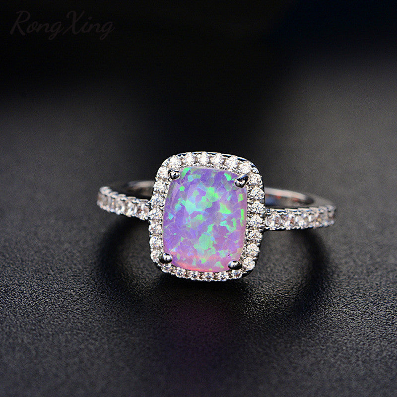 White/Blue/Green/Purple/Orange Fire Opal Rings For Women