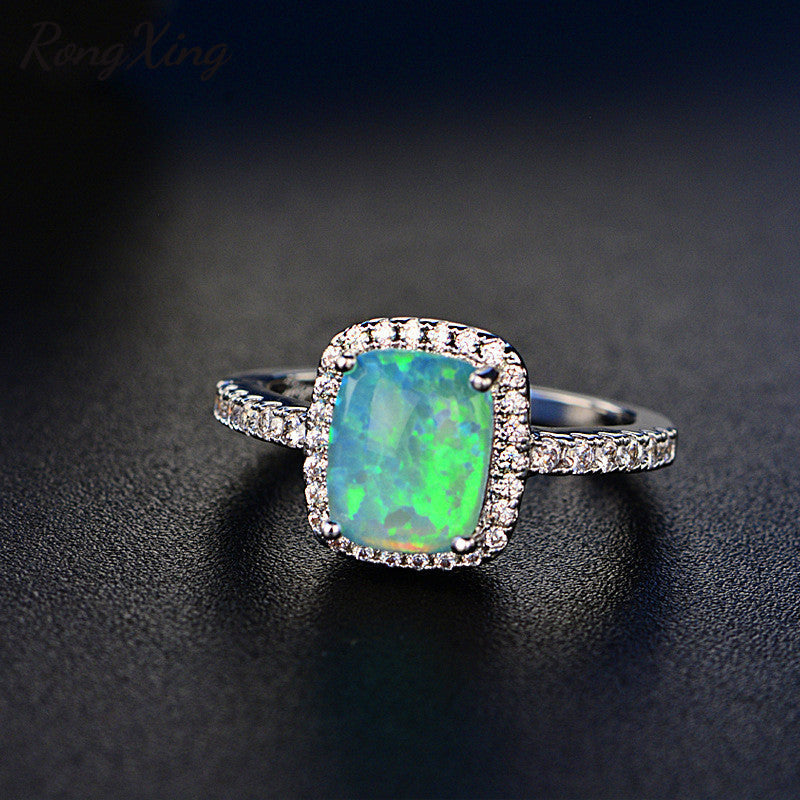 White/Blue/Green/Purple/Orange Fire Opal Rings For Women