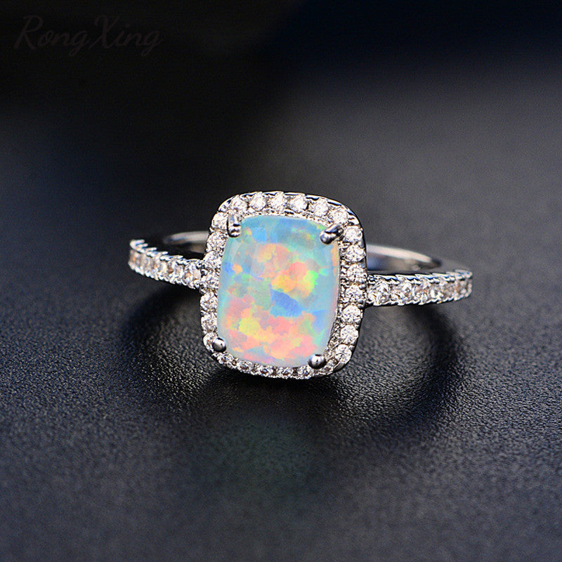 White/Blue/Green/Purple/Orange Fire Opal Rings For Women