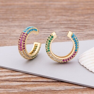 No Piercing Earrings Rhinestone Dangle CZ Cuff Earrings