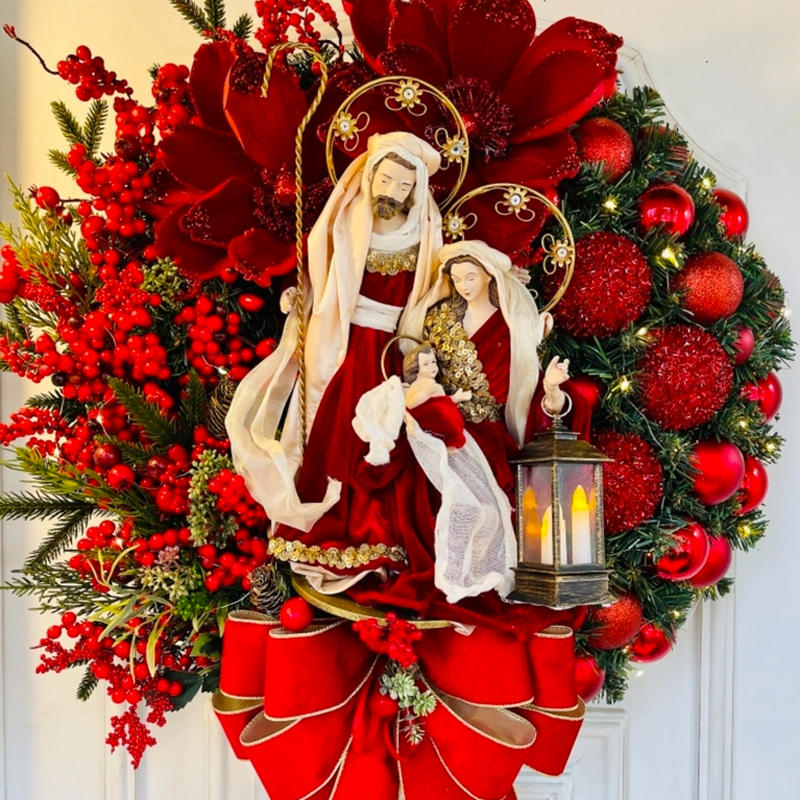 Holy Christmas Wreath with Lights