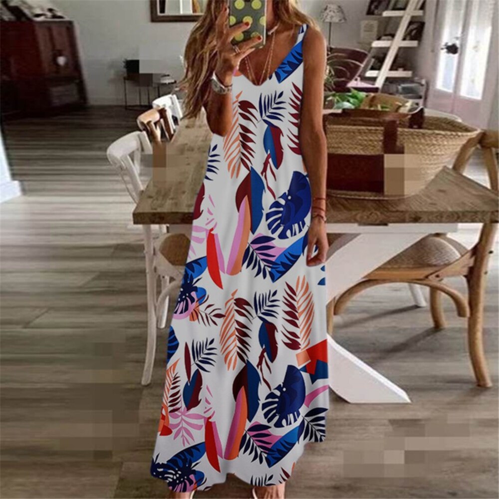 Women's Summer Dresses - Sleeveless Halter Backless Solid Color Beach Long Dresses