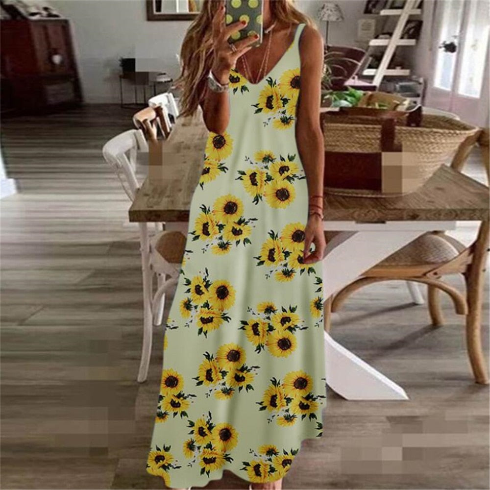 Women's Summer Dresses - Sleeveless Halter Backless Solid Color Beach Long Dresses