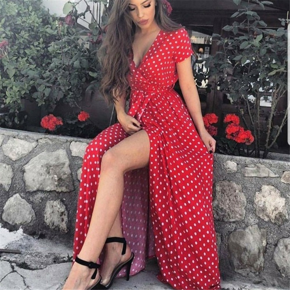 Women's Summer Dresses - Sleeveless Halter Backless Solid Color Beach Long Dresses