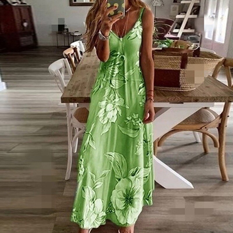 Women's Summer Dresses - Sleeveless Halter Backless Solid Color Beach Long Dresses