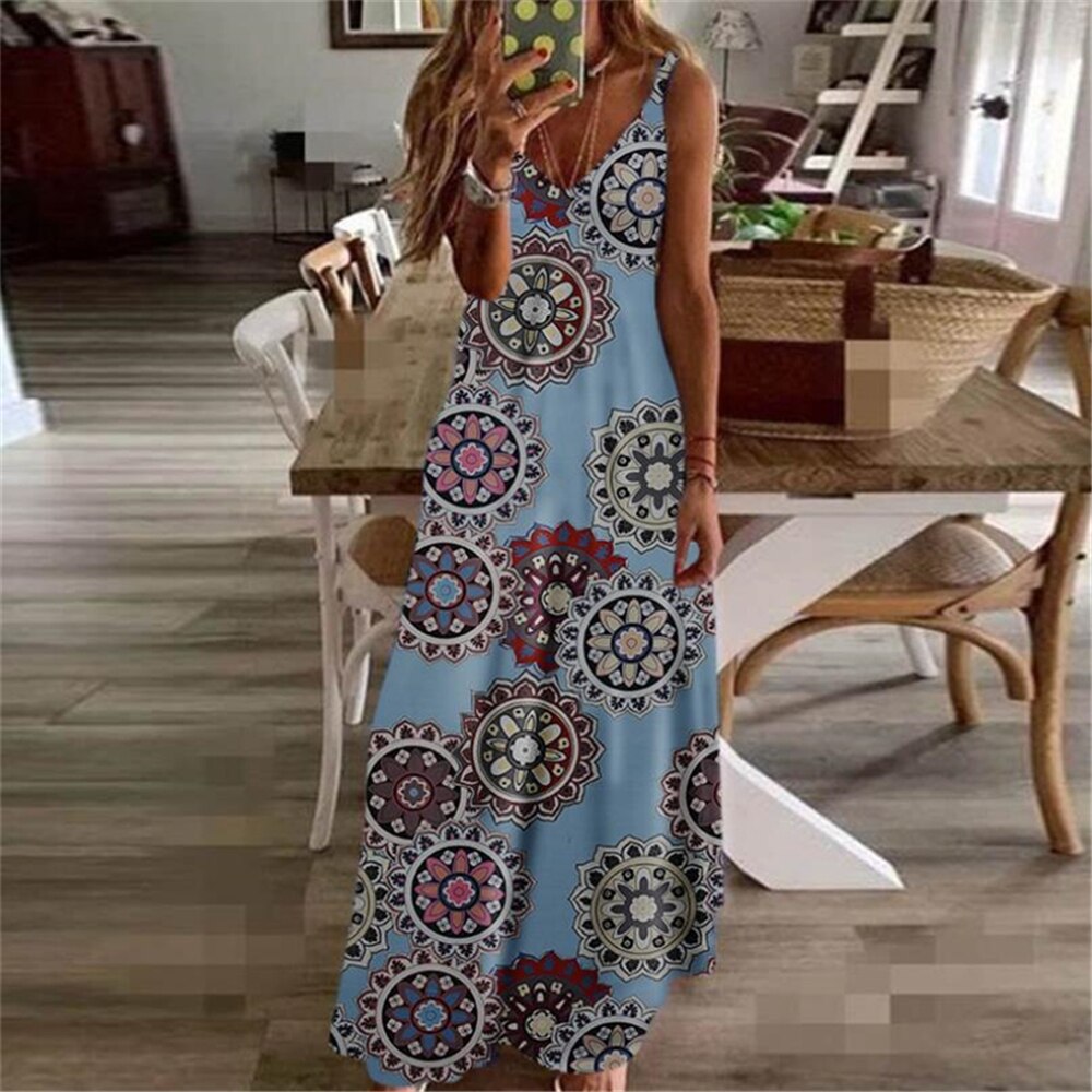 Women's Summer Dresses - Sleeveless Halter Backless Solid Color Beach Long Dresses