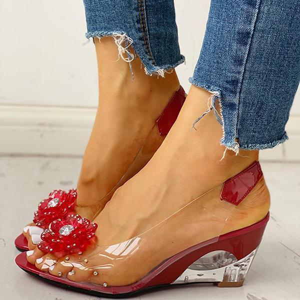 Slingback Flower Rhinestone Sandals