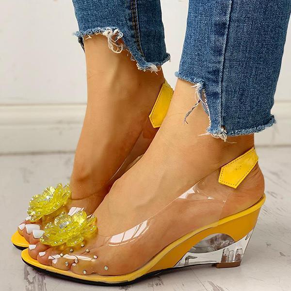 Slingback Flower Rhinestone Sandals