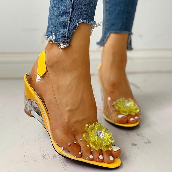 Slingback Flower Rhinestone Sandals