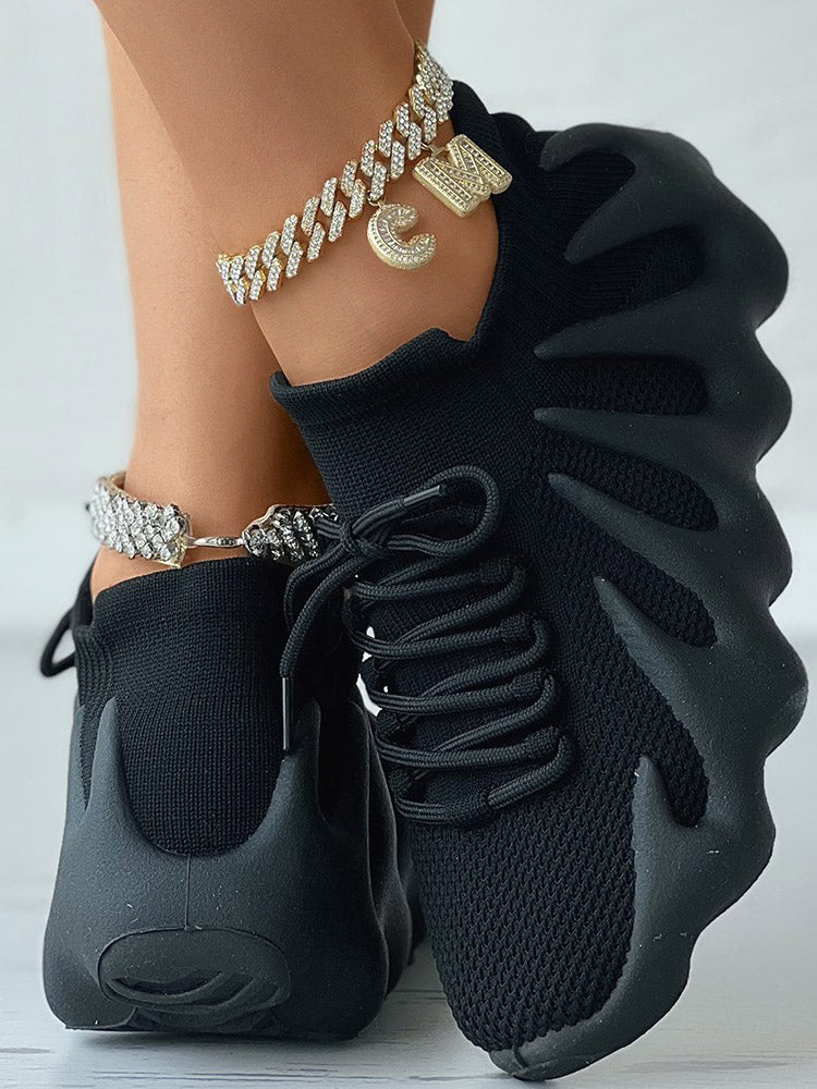 Lace-up Knit Breathable Sneakers