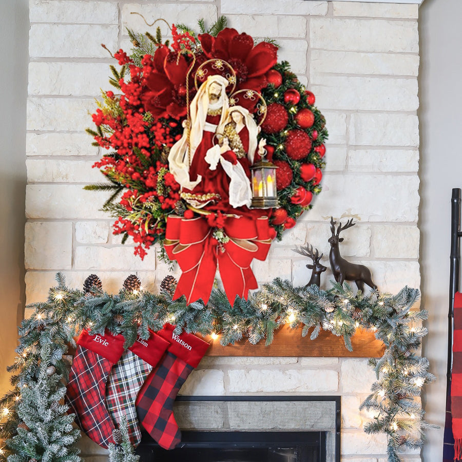 Holy Christmas Wreath with Lights