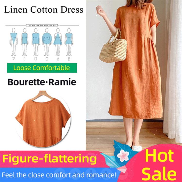 Japanese Style Linen Cotton Dress(50%OFF)