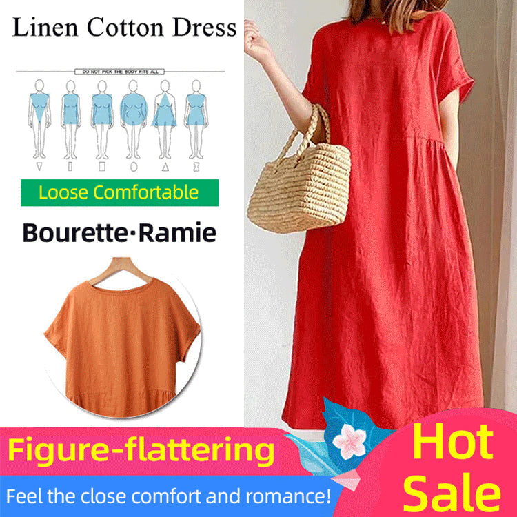 Japanese Style Linen Cotton Dress(50%OFF)