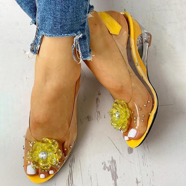 Slingback Flower Rhinestone Sandals