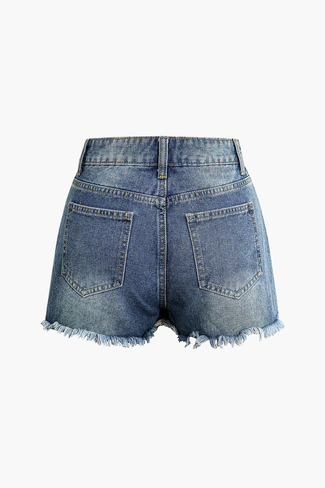 Frayed Destroyed Denim Shorts