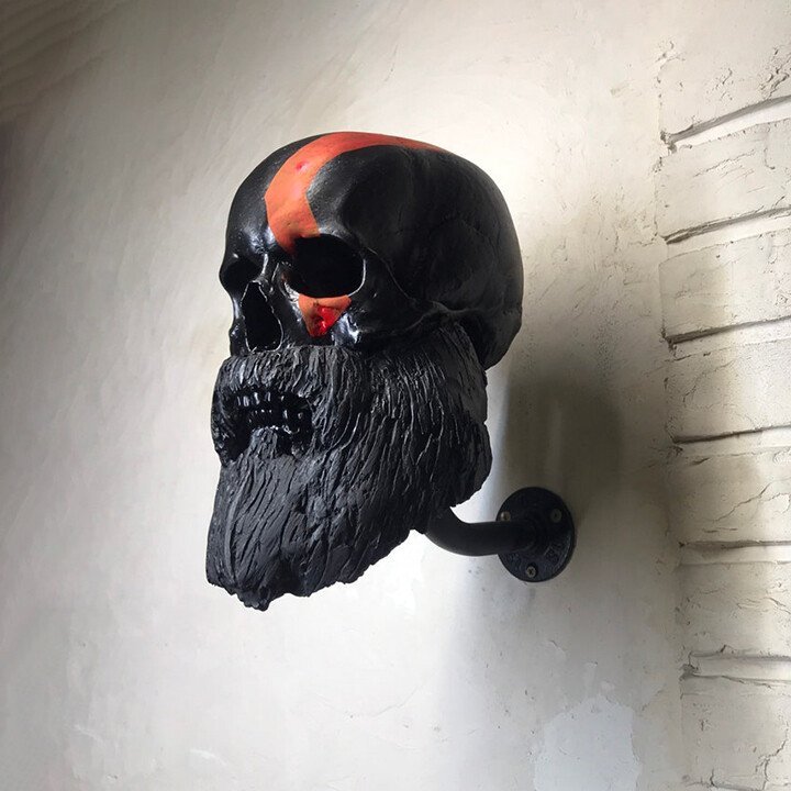 💀Motorcycle Helmet Skull With Beard-Helmet Rack