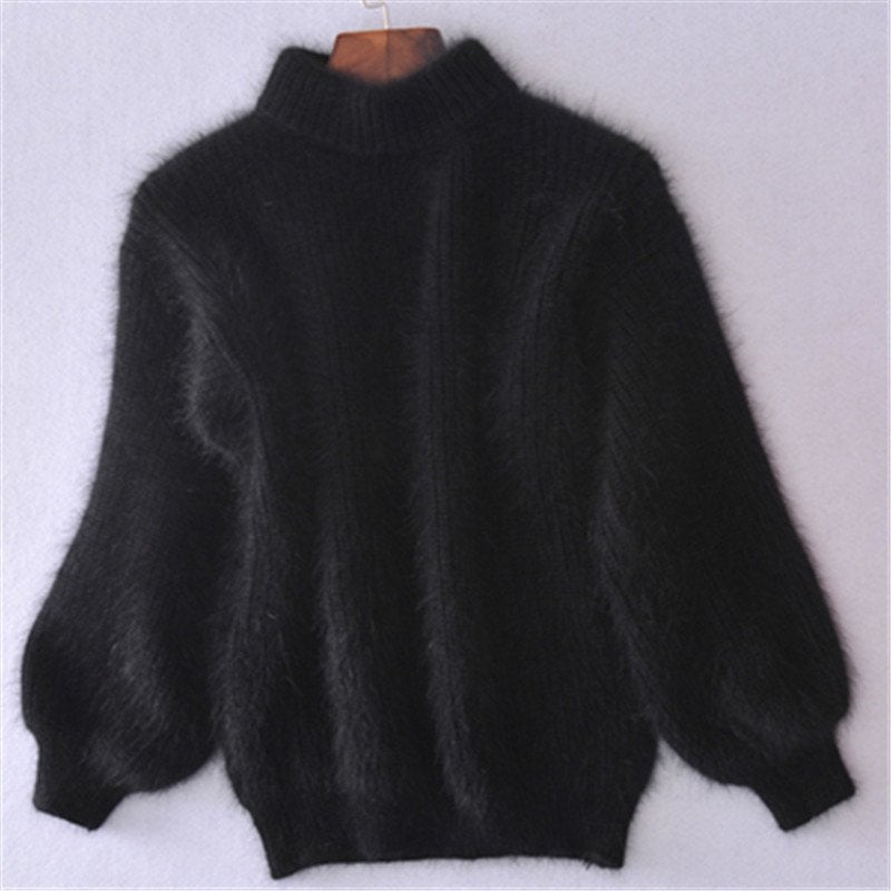Loose Solid Color Knit Sweater - Vintage Angora Sweater