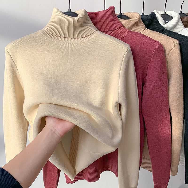 winter fleece thick knitted bottoming shirt