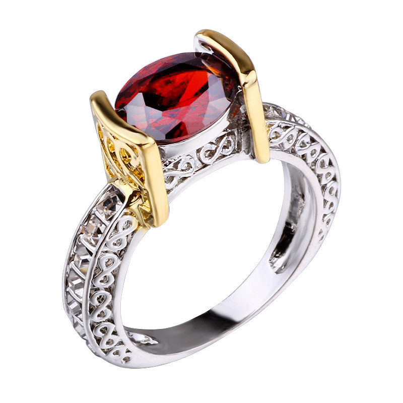 Fashion New Ring With Red Stones For Women Vintage Crystal Zircon Rings