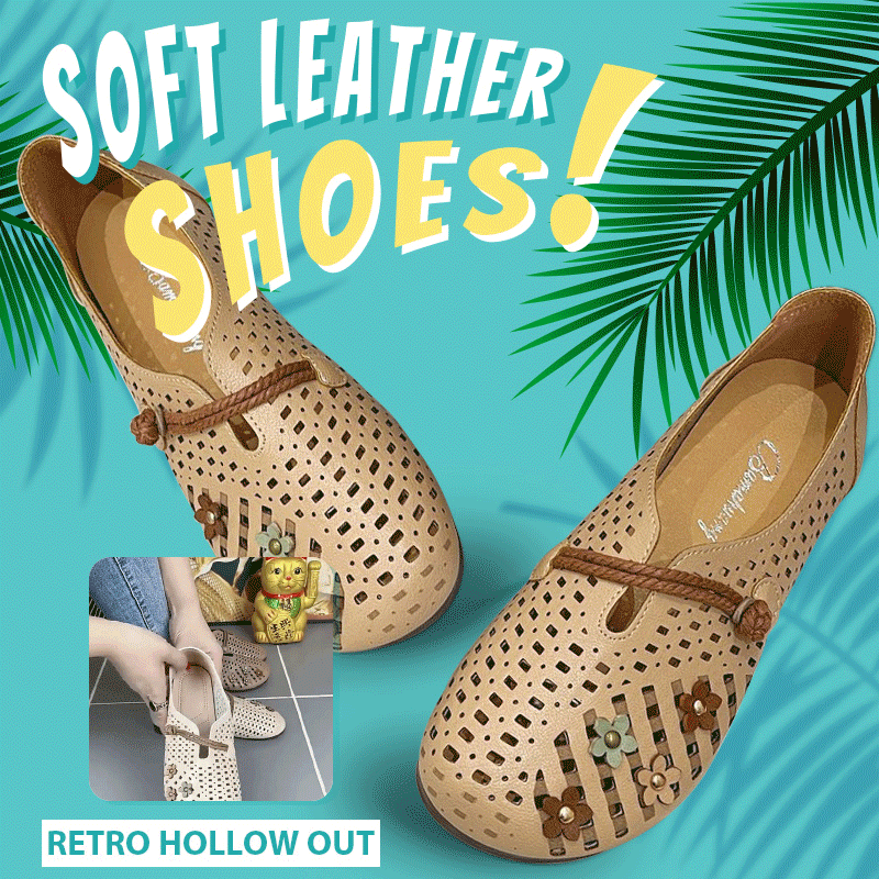 Retro Hollow-out Soft Leather Shoes