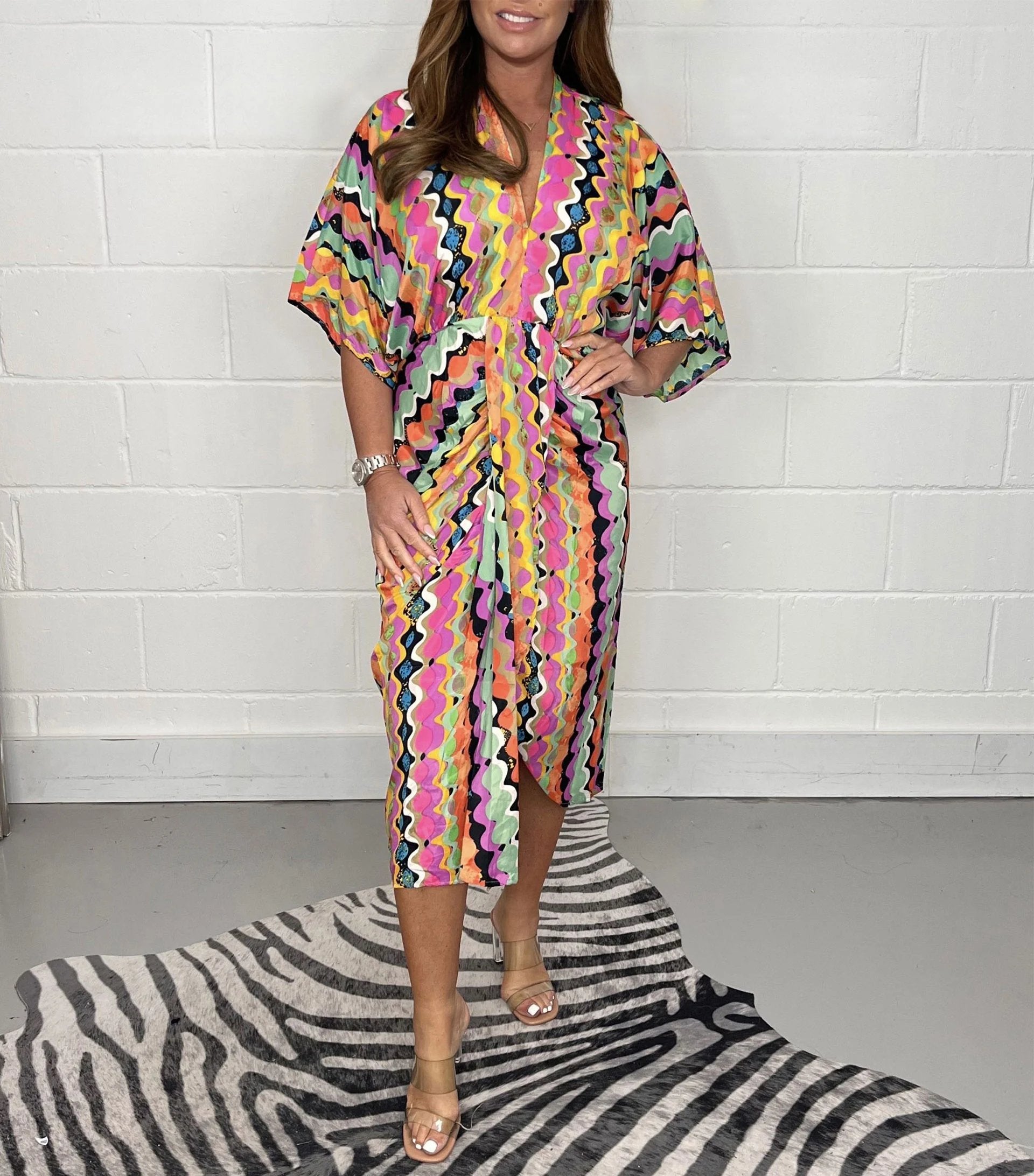 🔥HOT-SALE 49%-OFF🔥Printed Kimono Midi Dress – fishyoyo.com