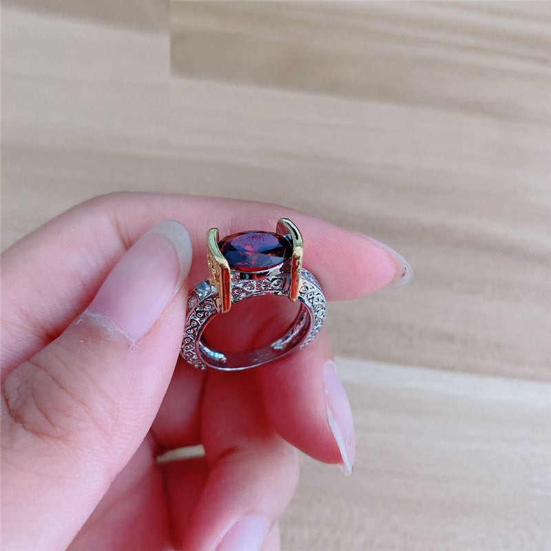 Fashion New Ring With Red Stones For Women Vintage Crystal Zircon Rings