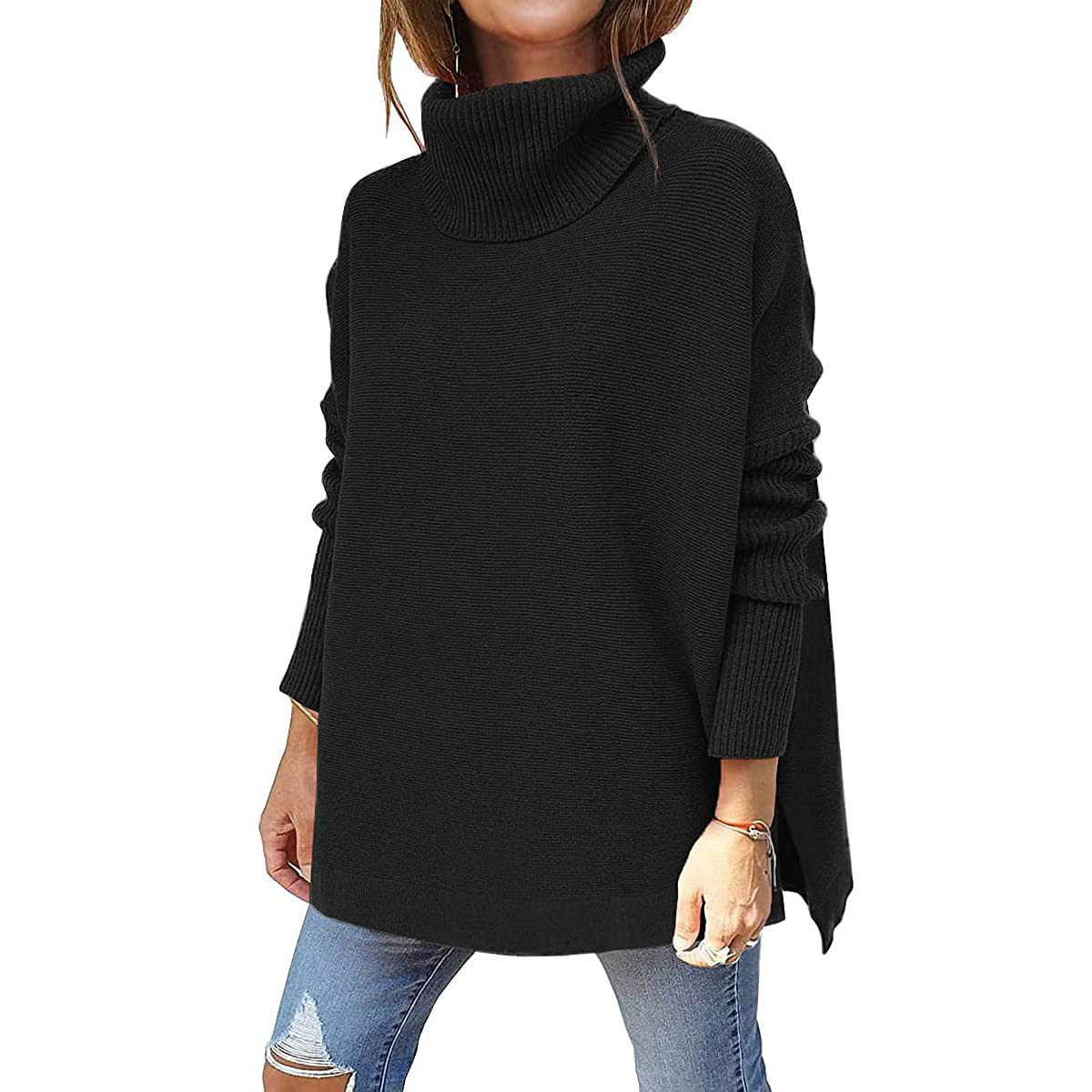 Women's Turtleneck Oversized Sweater Mid Length