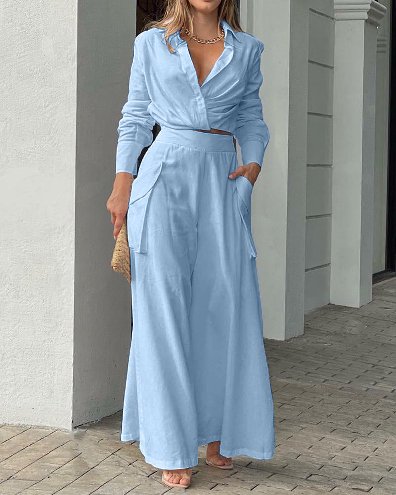 Solid color casual two-piece suit