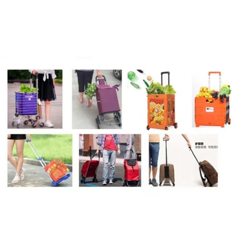 Stainless Steel Folding Luggage Trolley Travel Mini Shopping Trolley with Two Wheels