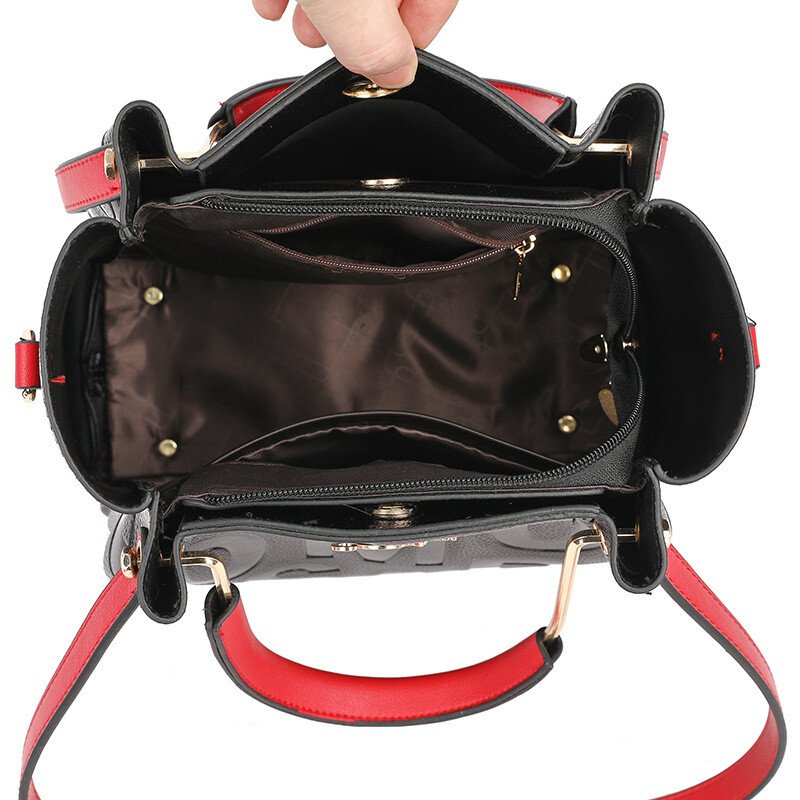 New arrival large capacity soft leather embossed shoulder bag