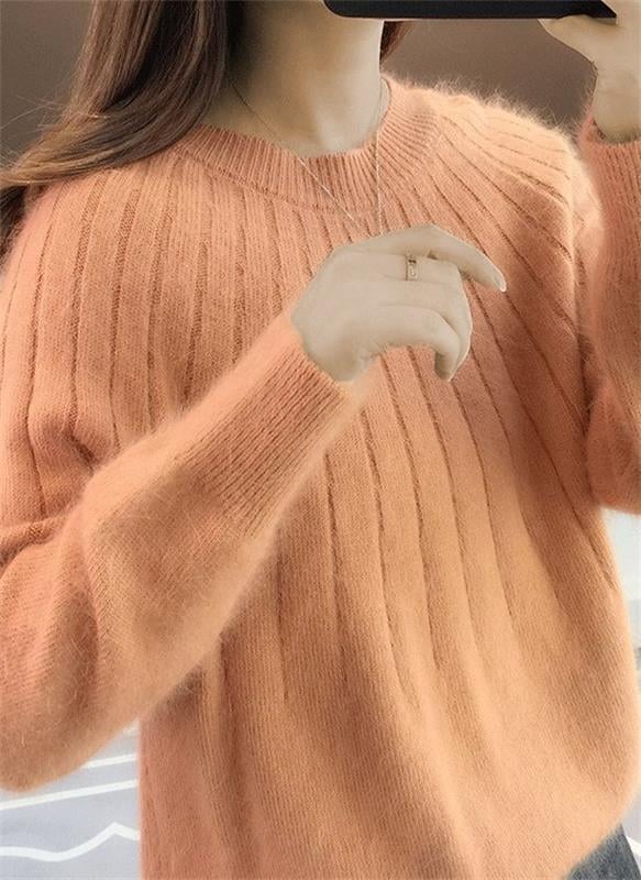 Cashmere Solid Color Fluffy Knitting Sweater