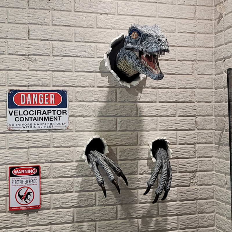 Wall Bursting Velociraptor Decorations