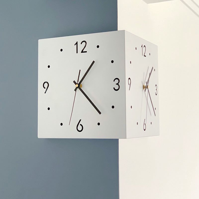 🎈New living room corner double-sided luminous creative clock wall lamp
