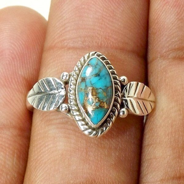 🔥  49% OFF🎁Vintage Turquoise Leaf Ring