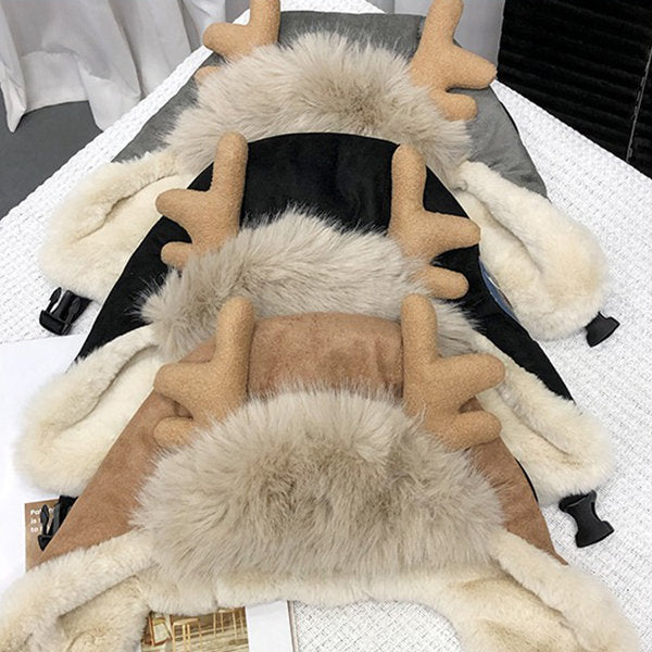 Deer Antler Winter Earflap Hat