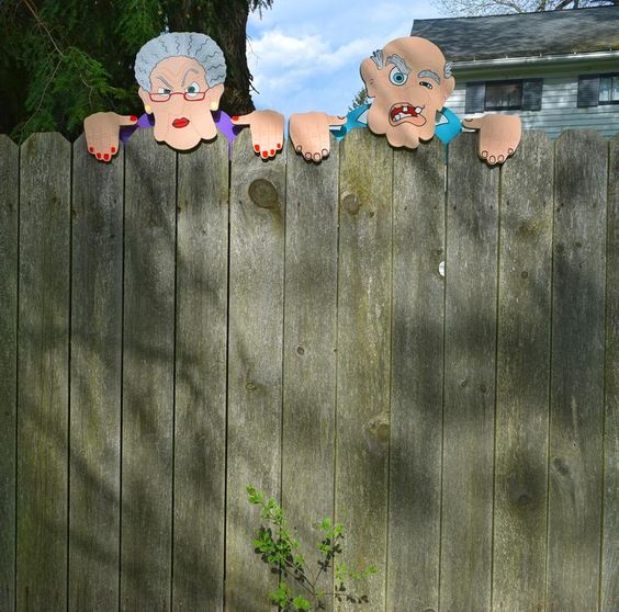 Fence Decoration Nosy Old Man and Lady Garden Yard Art