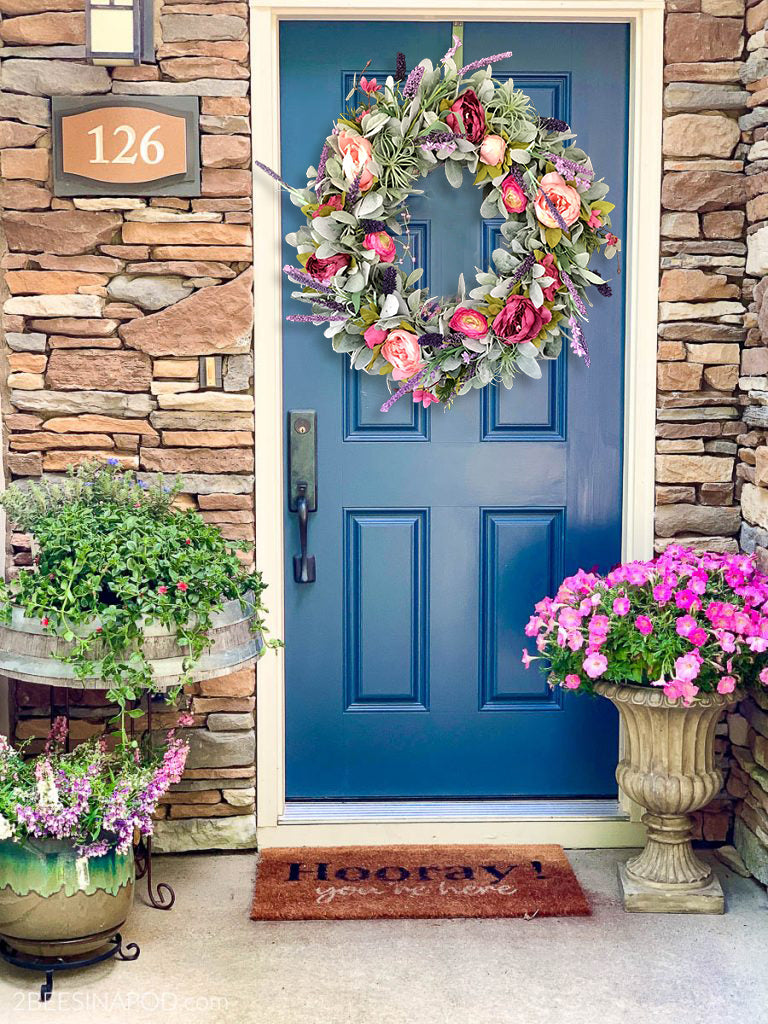 🍄Farmhouse Peony Lamb’s Ear Wreath