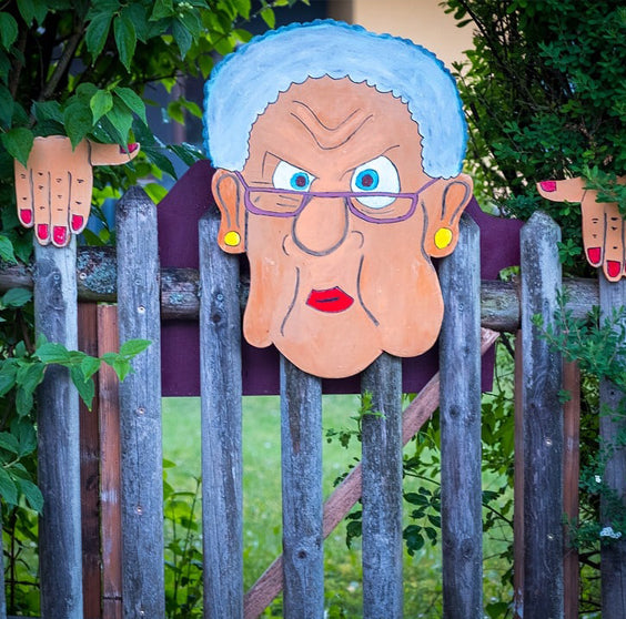 Fence Decoration Nosy Old Man and Lady Garden Yard Art