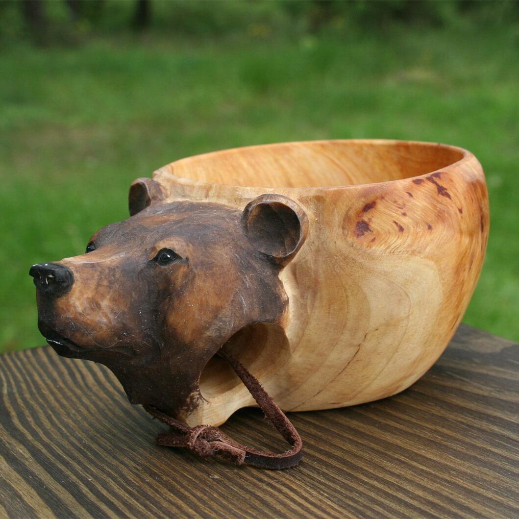 Hand Carved Wooden Mug