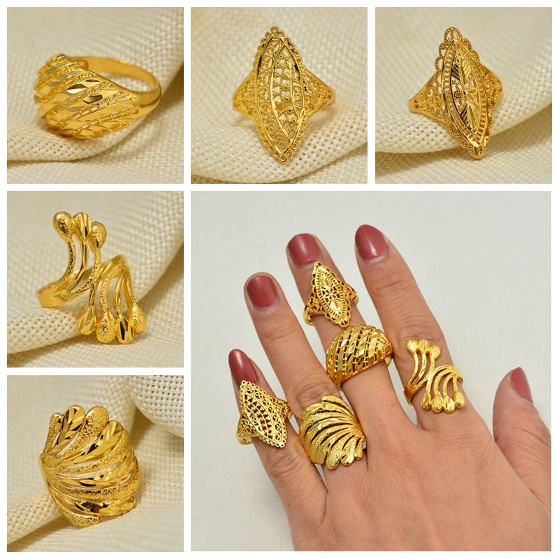 Ethiopia Dubai Bead Gold Color Arab Rings