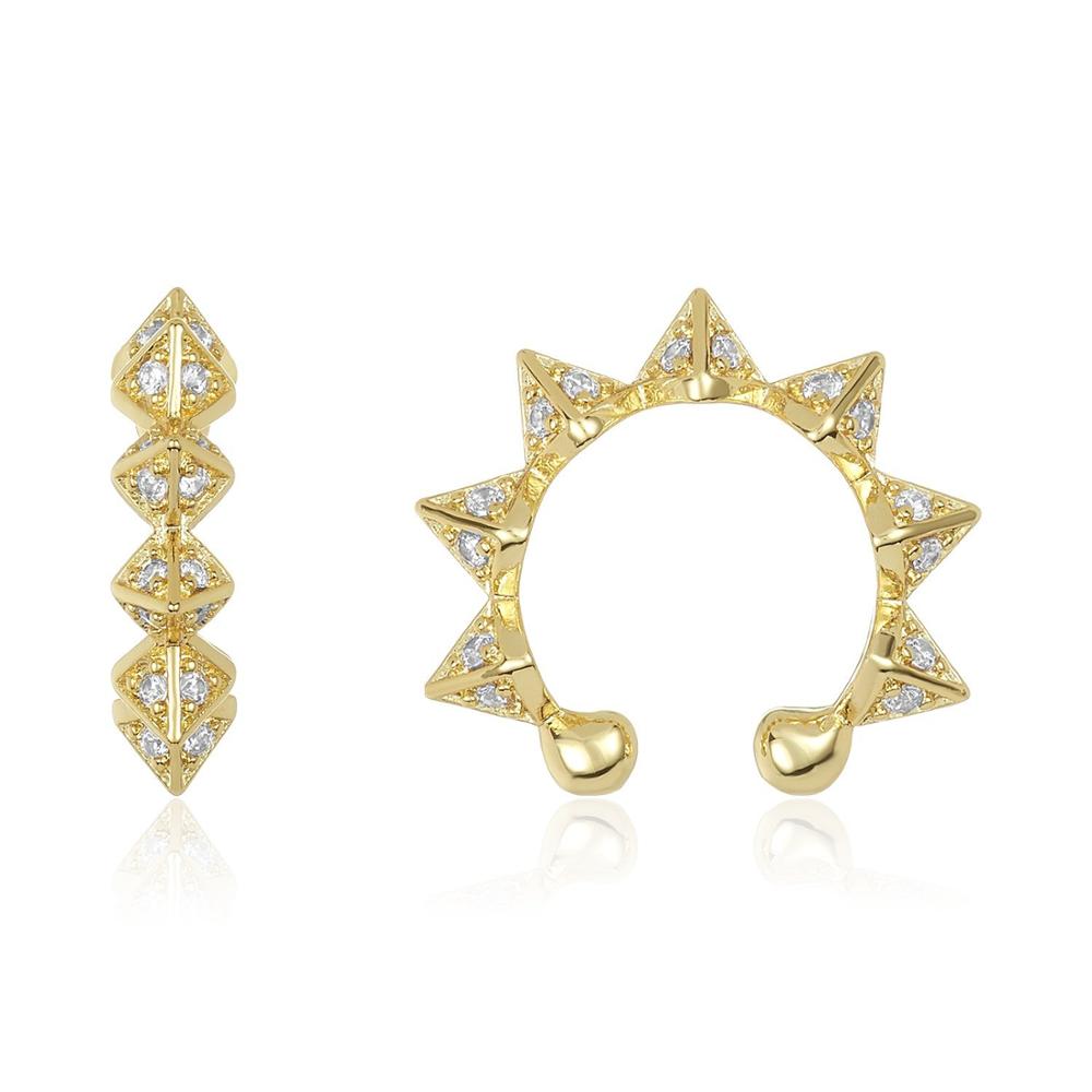 cz gold silver color spike circle cip on earring