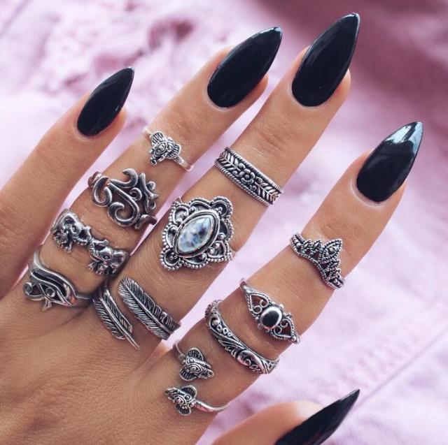 Star Snake Knuckle Rings set For Women Eye Flower