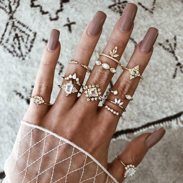 Star Snake Knuckle Rings set For Women Eye Flower