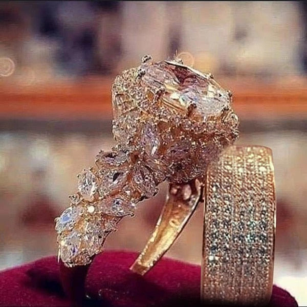Fashion Luxury Princess Ring Cubic Zircon Bridal Marriage Elegant Accessories Brilliant Rings