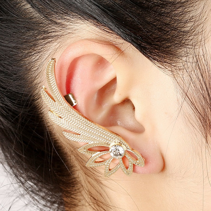 Fashion Alloy Feather Ear cuff Clip on Earrings