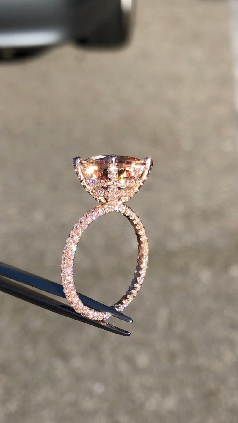 Luxury Fashion Rose Gold Filling Inlaid Zircon Crystal Wedding Rings