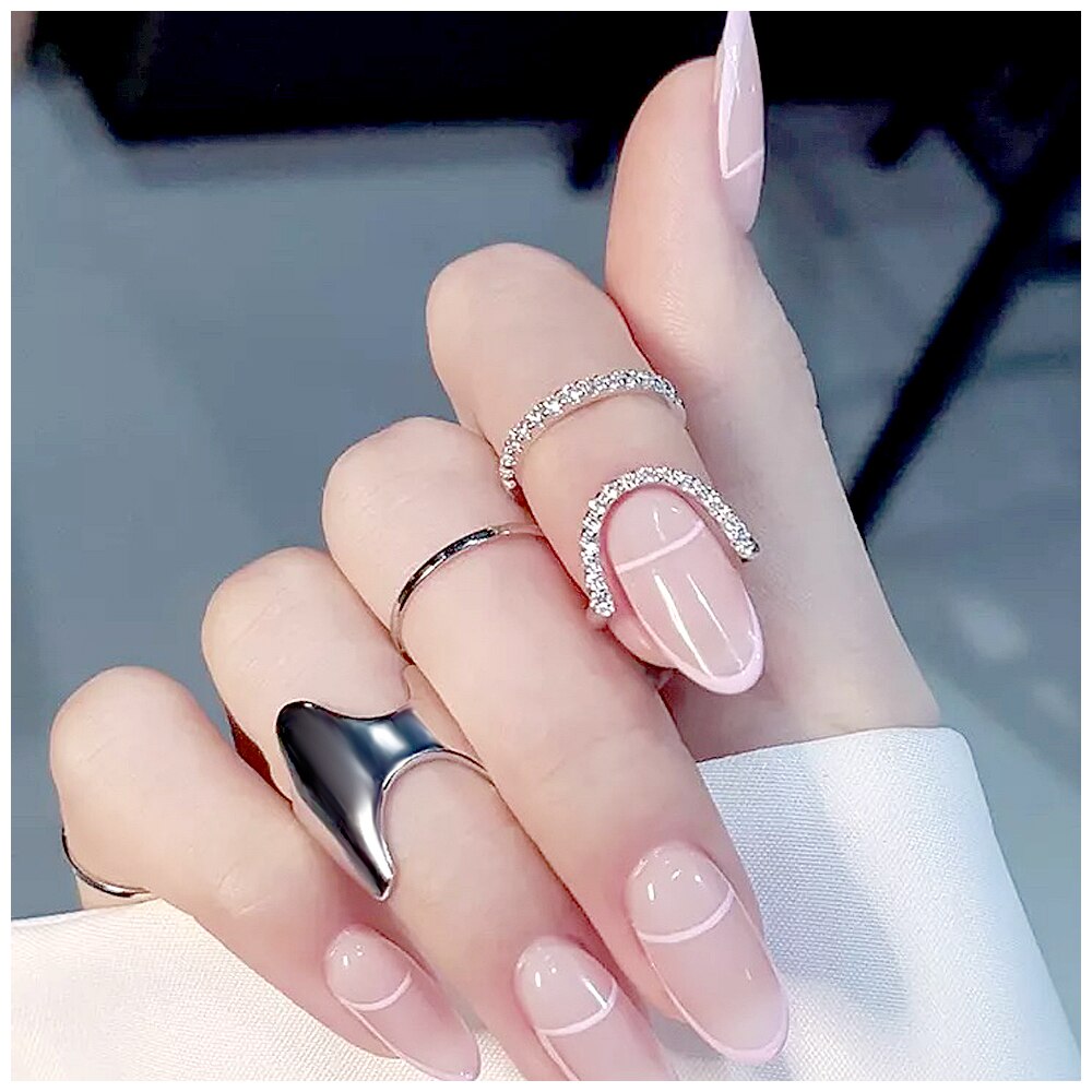 Gothic Metal Line Thin Nail Rings Daily Fingertip Protective Cover Trendy Ring