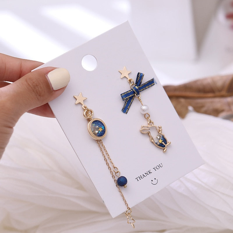 Japanese Style Cute Blue Rabbit Clip on Earring